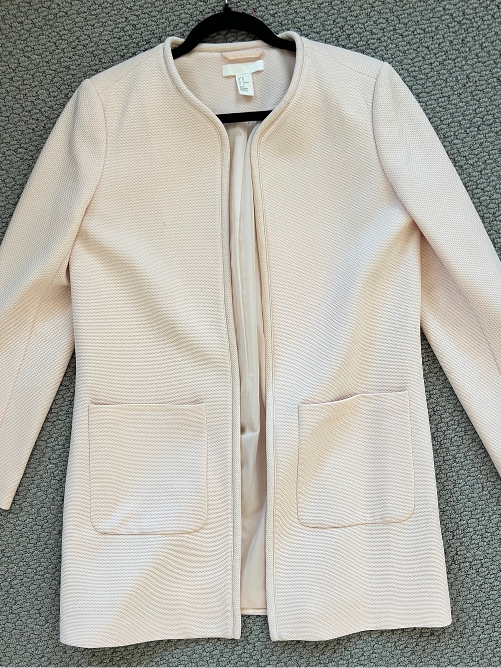 Chic Plush Light Pink Open-Front Blazer Coat Jacket